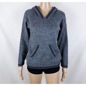 Signature Imports Pullover Sweater 100% Alpaca Womens S Gray Preppy Raglan Sleev